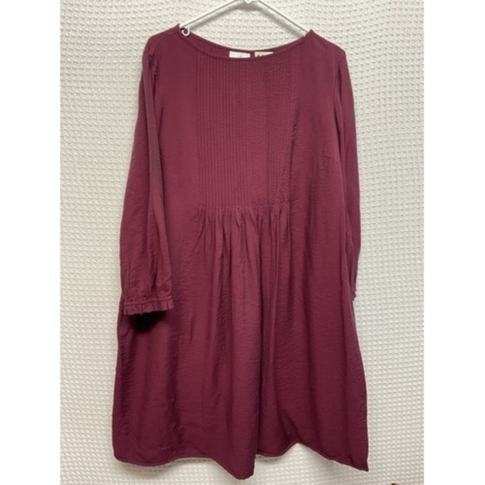 NWOT J. Jill Burgundy Pintuck CrewNeck Tunic Shift Mini Dress Women XLP India